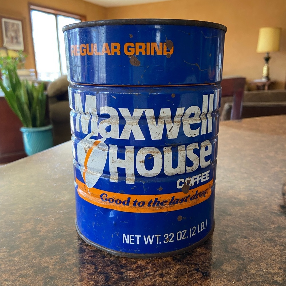 Vintage Maxwell House Metal 2lb Coffee Tin Can